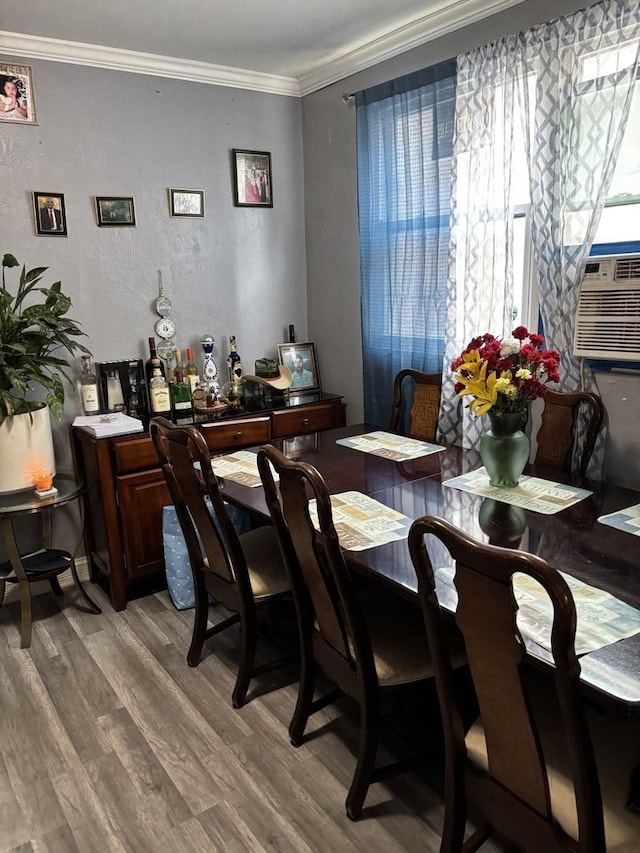 5409 S Richmond St, Chicago, IL 60632 - dining room with light wood finished floors, crown molding, and cooling unit