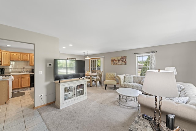 18211 Eagle Dr, Tinley Park, IL 60477 - living room featuring light tile patterned floors and recessed lighting