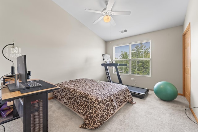 18211 Eagle Dr, Tinley Park, IL 60477 - bedroom with carpet floors, lofted ceiling, ceiling fan, and an office area