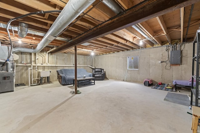 18211 Eagle Dr, Tinley Park, IL 60477 - unfinished basement with electric panel and heating unit