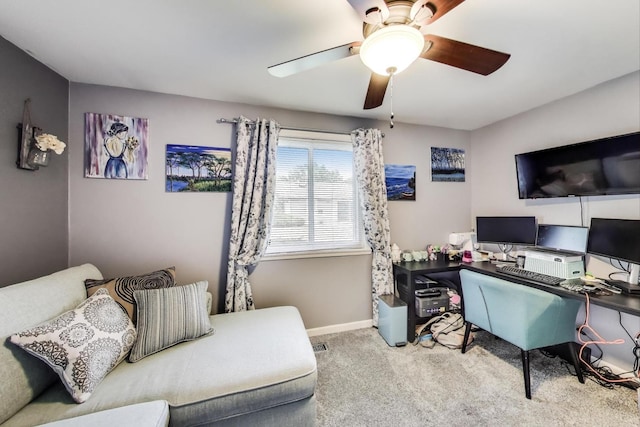 1042 Quanset Ct, Schaumburg, IL 60194 - carpeted office featuring ceiling fan and baseboards