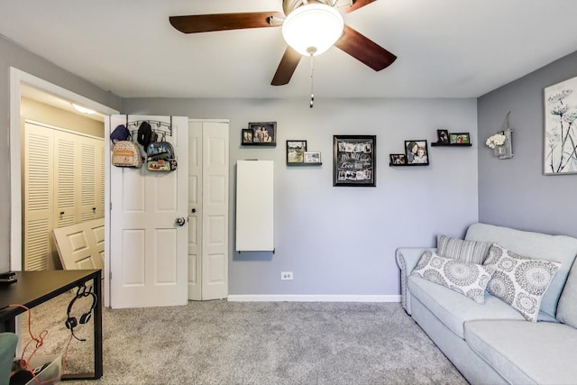 1042 Quanset Ct, Schaumburg, IL 60194 - carpeted living area with a ceiling fan and baseboards