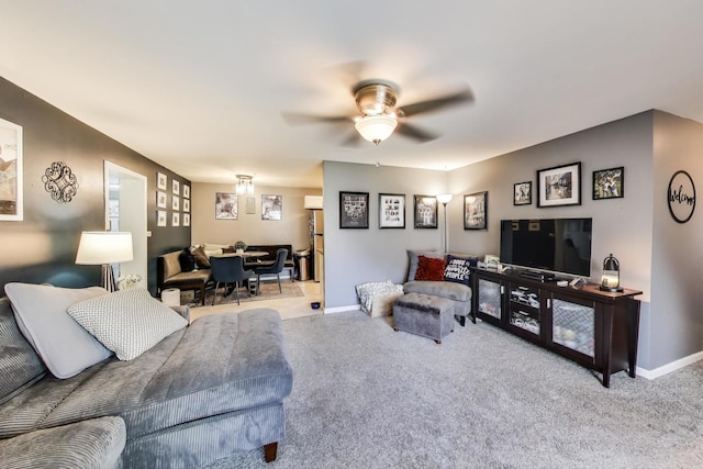 1042 Quanset Ct, Schaumburg, IL 60194 - living area featuring ceiling fan and carpet