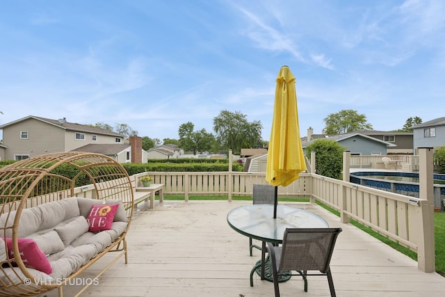 715 N Lawler Ave, Addison, IL 60101 - wooden terrace with a residential view and an outdoor living space