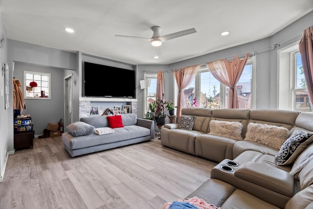 11030 S Ave L, Chicago, IL 60617 - living area with ceiling fan, light wood-style flooring, plenty of natural light, and recessed lighting