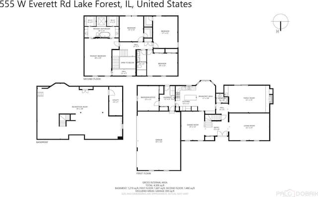 555 W Everett Rd, Lake Forest, IL 60045 - view of floor plan / room layout