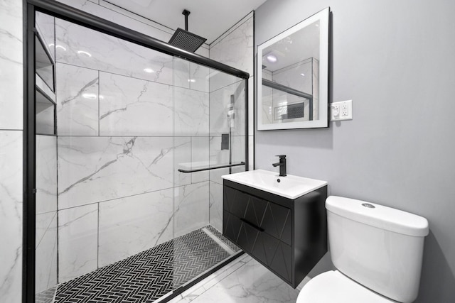 10806 S Vernon Ave, Chicago, IL 60628 - bathroom featuring marble finish flooring, vanity, and a marble finish shower