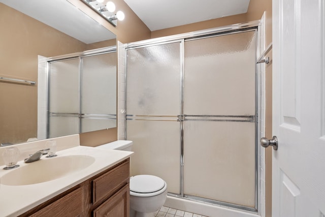 3050 Ashton Ct, Westchester, IL 60154 - bathroom featuring vanity, an enclosed shower, and tile patterned flooring