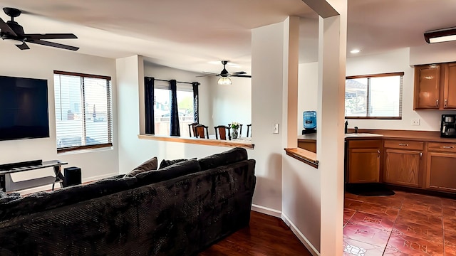 3113 Meadowsedge Ln, Joliet, IL 60436 - living room with a ceiling fan and recessed lighting