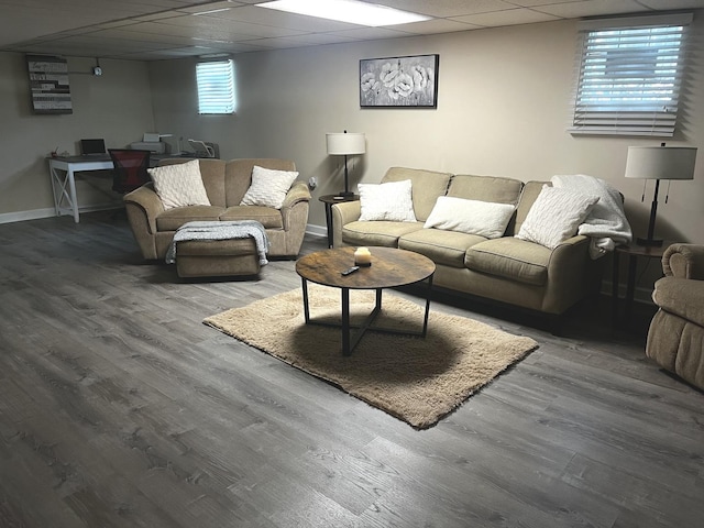 8544 Lawler Ave, Burbank, IL 60459 - living room featuring a drop ceiling, wood finished floors, and a desk