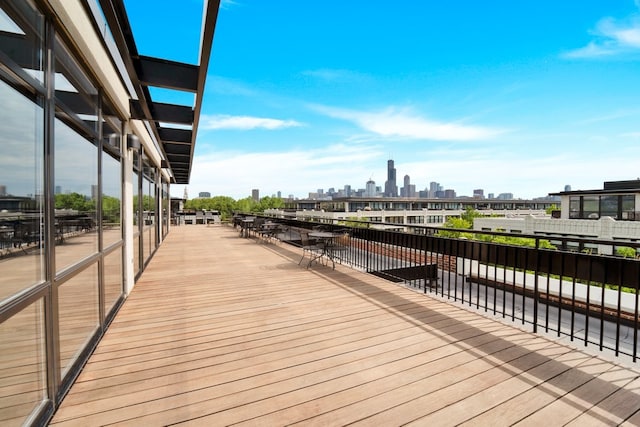 1151 W 15th St Unit 336, Chicago, IL 60608 - wooden terrace featuring a view of skyline
