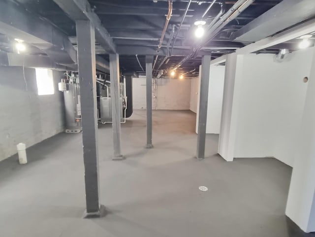 below grade area with water heater