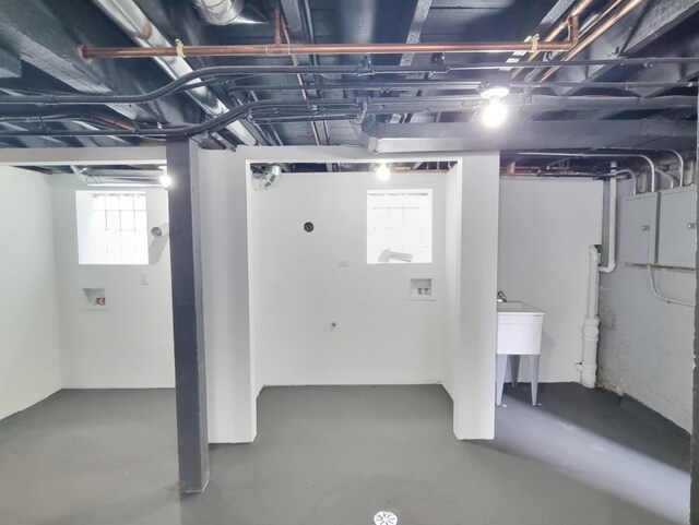 below grade area with electric panel
