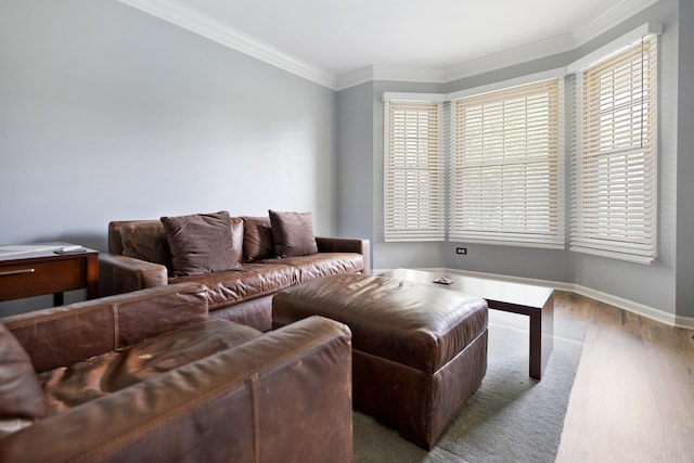 235 Parktrail Ct, Schaumburg, IL 60173 - living room with plenty of natural light, wood finished floors, and ornamental molding