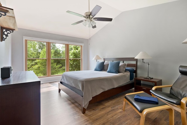 235 Parktrail Ct, Schaumburg, IL 60173 - bedroom featuring lofted ceiling, wood finished floors, and ceiling fan