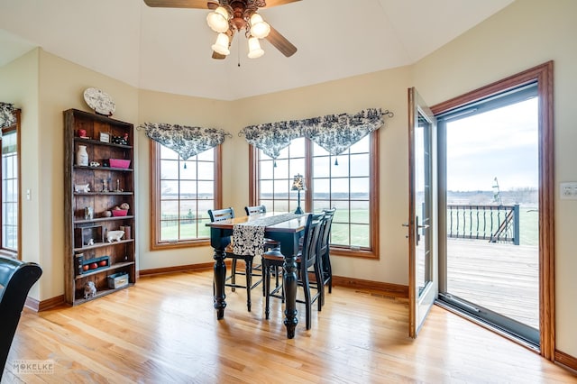 9299 Lee Hill Rd, Newark, IL 60541 - dining area featuring a ceiling fan and light wood-style floors
