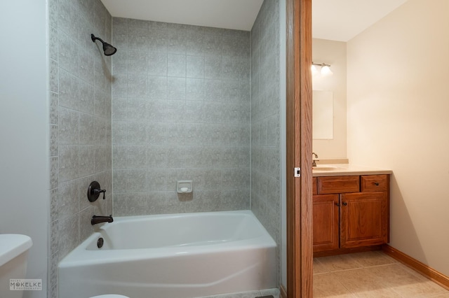 9299 Lee Hill Rd, Newark, IL 60541 - bathroom featuring bathing tub / shower combination, vanity, and tile patterned flooring