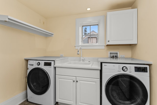 2423 Harrison St, Evanston, IL 60201 - laundry area with washer / clothes dryer, cabinet space, and recessed lighting