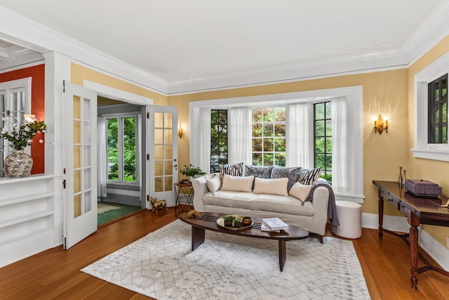 2423 Harrison St, Evanston, IL 60201 - living room featuring wood finished floors and ornamental molding