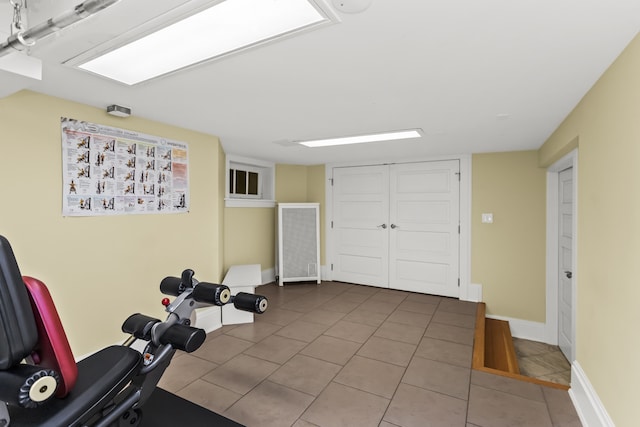 2423 Harrison St, Evanston, IL 60201 - workout area featuring tile patterned flooring