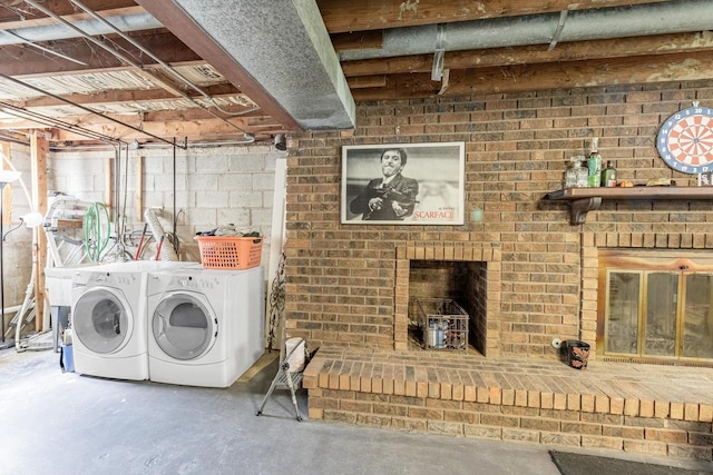 4941 W 119th St, Alsip, IL 60803 - washroom with washer and clothes dryer and a fireplace
