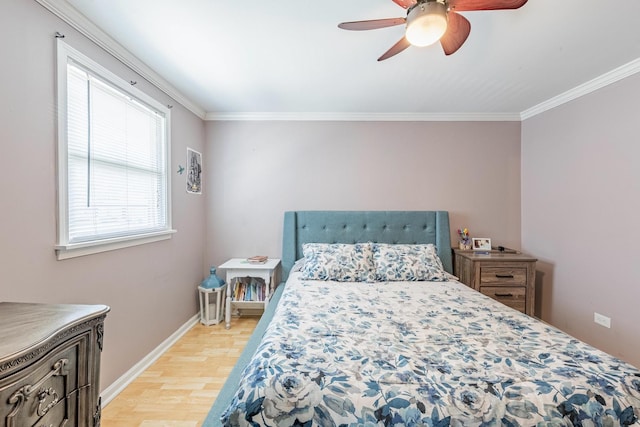 4941 W 119th St, Alsip, IL 60803 - bedroom with light wood-type flooring, ornamental molding, and ceiling fan
