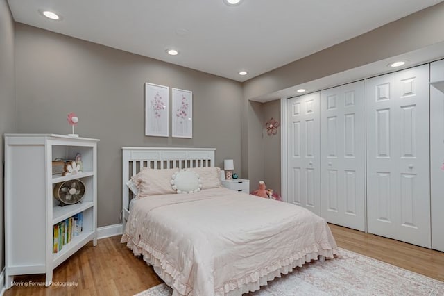 1906 Heatherway Ln Unit 7, New Lenox, IL 60451 - bedroom featuring light wood-type flooring, recessed lighting, and a closet