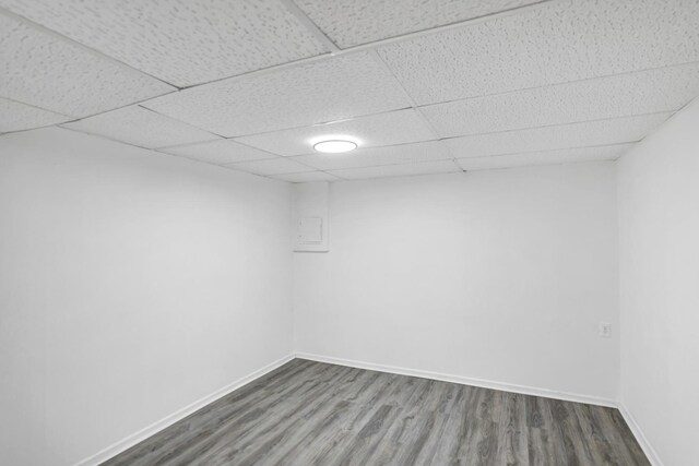 4018 Oxford Ct, Streamwood, IL 60107 - finished basement featuring dark wood-type flooring and a drop ceiling