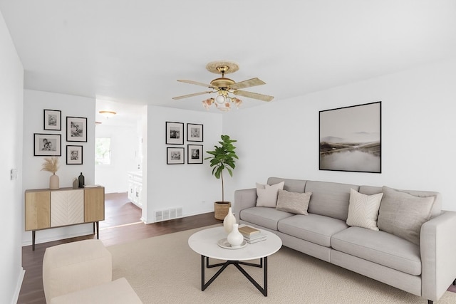 4018 Oxford Ct, Streamwood, IL 60107 - living room featuring wood finished floors and ceiling fan