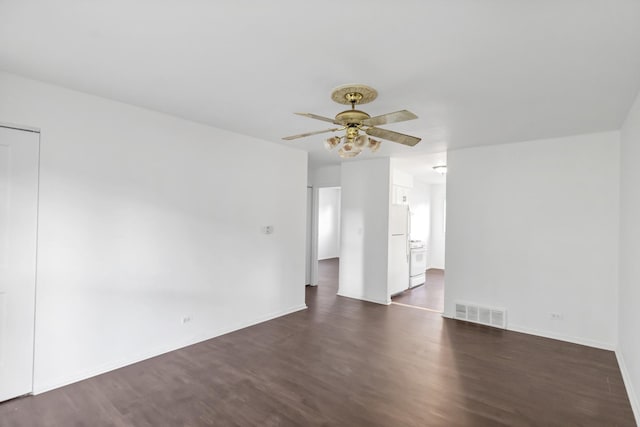 4018 Oxford Ct, Streamwood, IL 60107 - unfurnished living room with dark wood-style flooring and a ceiling fan