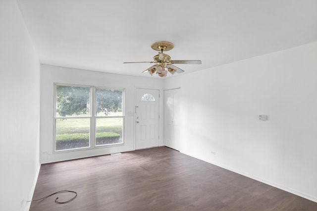 4018 Oxford Ct, Streamwood, IL 60107 - entrance foyer with wood finished floors and a ceiling fan