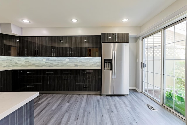 1521 Whitman Ct, Schaumburg, IL 60173 - kitchen featuring stainless steel fridge, modern cabinets, healthy amount of natural light, light wood-style floors, and recessed lighting