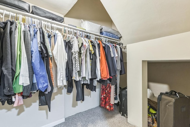 5609 N Mango Ave Unit 1W, Chicago, IL 60646 - walk in closet with carpet and vaulted ceiling