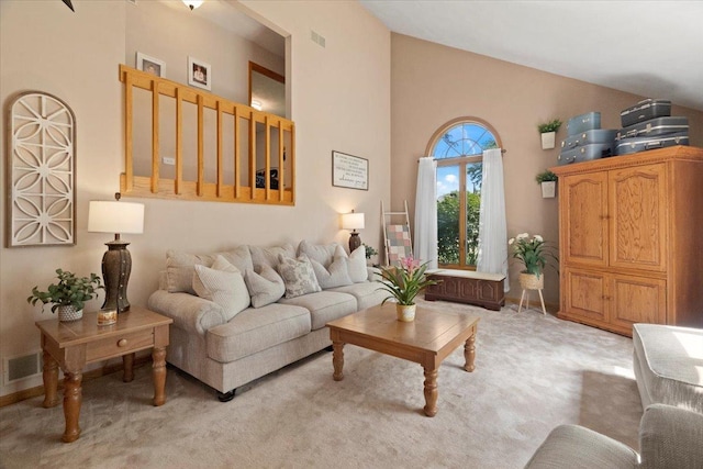 344 Prairie Ave, Winthrop Harbor, IL 60096 - living room featuring high vaulted ceiling and light carpet