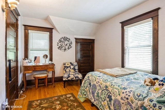 11610 2nd St, Huntley, IL 60142 - bedroom with multiple windows, wood finished floors, and lofted ceiling