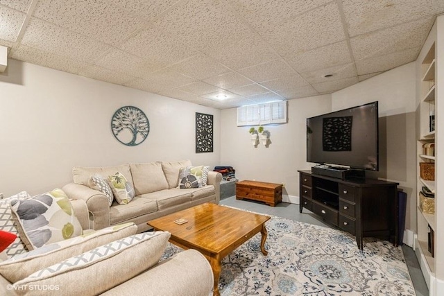 11610 2nd St, Huntley, IL 60142 - living room featuring a paneled ceiling and concrete flooring