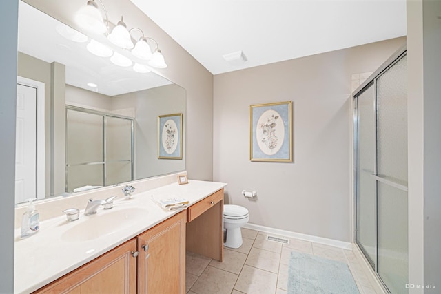 18011 Breckenridge Blvd, Orland Park, IL 60467 - full bathroom with vanity, a shower with shower door, and tile patterned floors