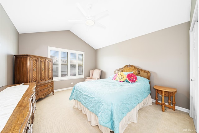 18011 Breckenridge Blvd, Orland Park, IL 60467 - bedroom featuring light carpet, lofted ceiling, and ceiling fan