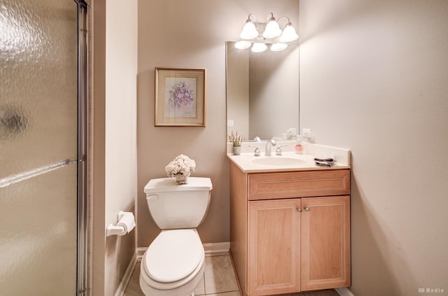 18011 Breckenridge Blvd, Orland Park, IL 60467 - bathroom with vanity, a shower with shower door, and tile patterned flooring