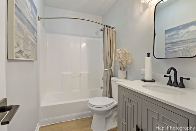 2029 Gabriel Ave, Zion, IL 60099 - full bath with shower / bathtub combination with curtain, vanity, and wood finished floors