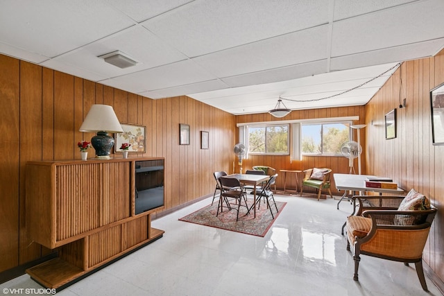940 Holbrook Rd Unit 34C, Homewood, IL 60430 - dining space with wooden walls and a paneled ceiling