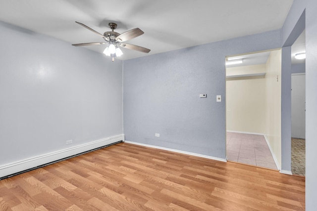 120A Collen Dr Unit 105, Lombard, IL 60148 - unfurnished bedroom with baseboard heating, light wood-type flooring, and ceiling fan