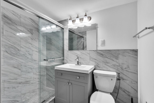 120A Collen Dr Unit 105, Lombard, IL 60148 - bathroom featuring a stall shower, vanity, and tile walls
