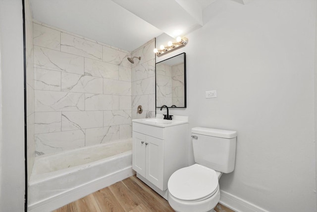 14137 Greenwood Rd, Dolton, IL 60419 - bathroom featuring washtub / shower combination, vanity, and wood finished floors