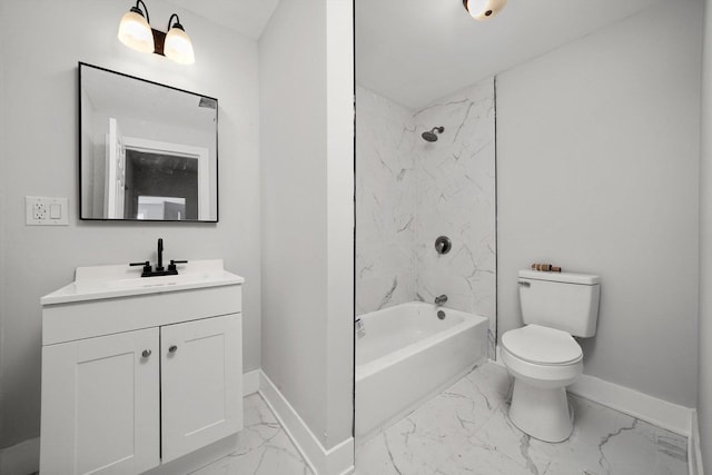 14137 Greenwood Rd, Dolton, IL 60419 - bathroom featuring marble finish flooring, vanity, and bathtub / shower combination