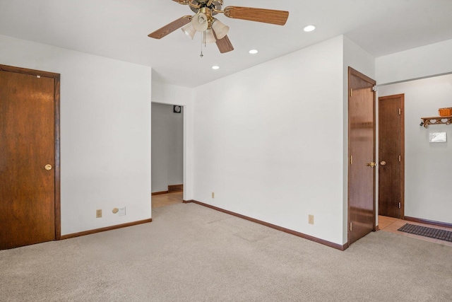 308 Long Ave, North Aurora, IL 60542 - unfurnished bedroom featuring light colored carpet, recessed lighting, and ceiling fan