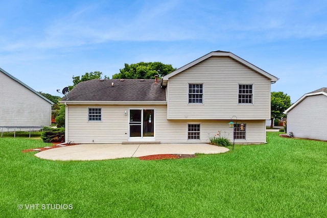 1828 Wicker St, Woodstock, IL 60098 - rear view of property with a patio area, a lawn, and a shingled roof