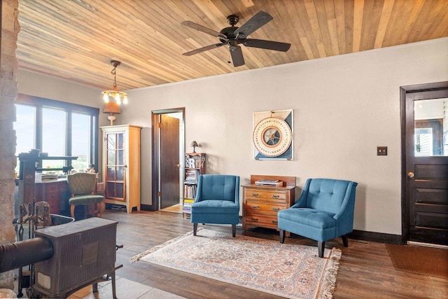 28231 US Highway 150, Leroy, IL 61752 - living room featuring wood ceiling, ornamental molding, wood finished floors, and a ceiling fan