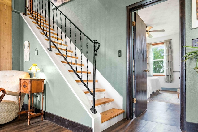 28231 US Highway 150, Leroy, IL 61752 - stairs featuring wood finished floors and a ceiling fan