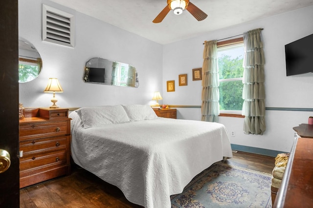 28231 US Highway 150, Leroy, IL 61752 - bedroom featuring multiple windows, dark wood-type flooring, and ceiling fan
